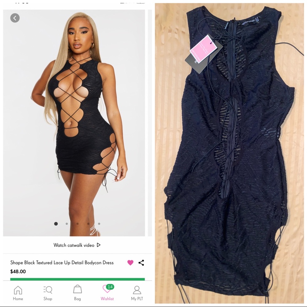 Black prettylittlething dress never worn with tags still attached
